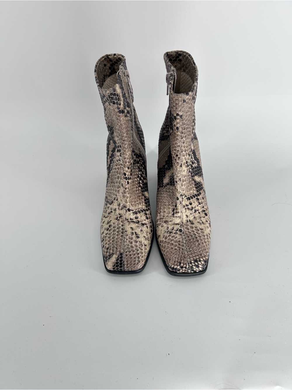Free People Cecile Snakeskin Block Heel Ankle Boots - UK 37